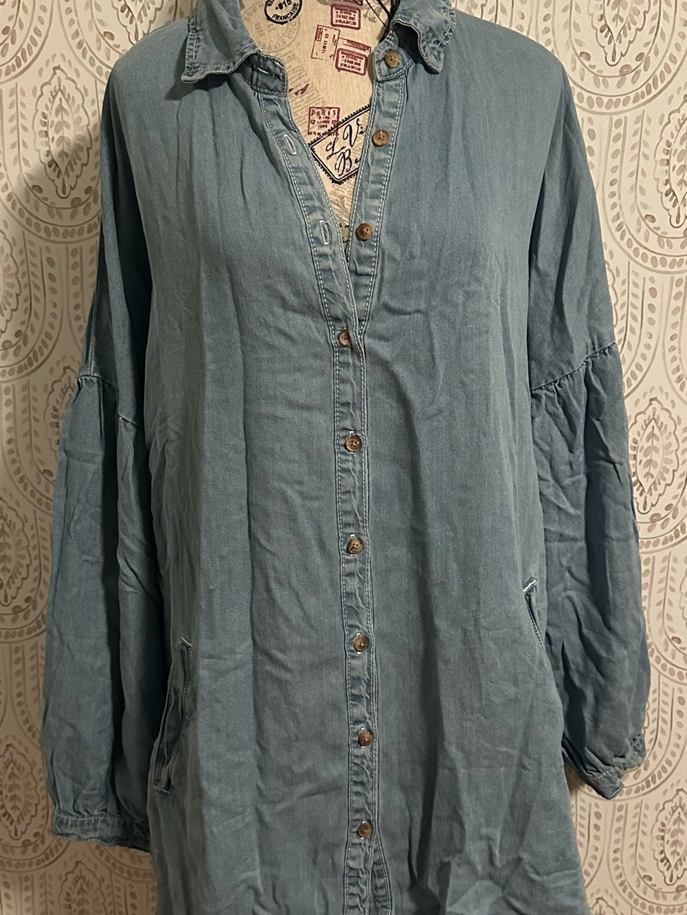 Amazon Light Blue Denim Shirt Mini Dress - Picture 3 of 6